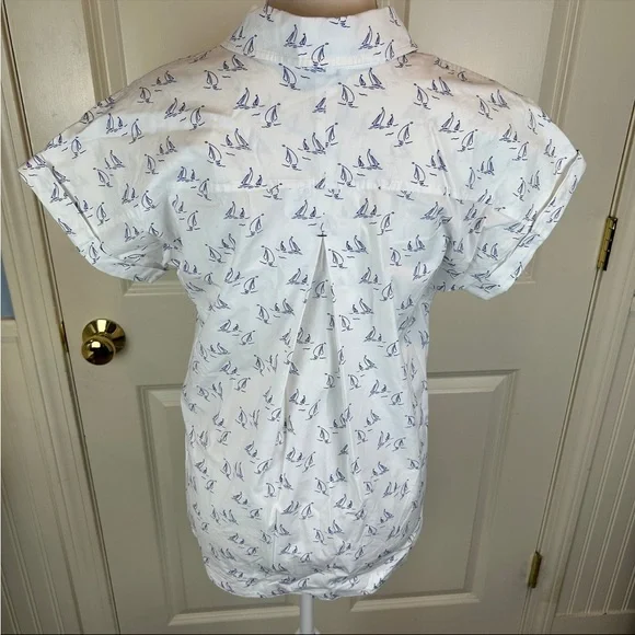Vineyard Vines Sailboat Shirt Half-Button Short Sleeve - Size 6 - Picture 7 of 10